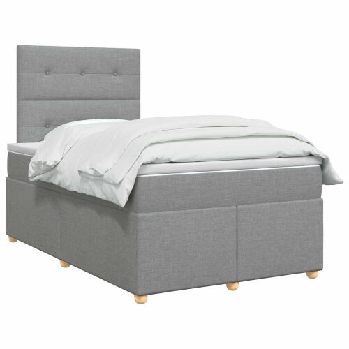 Boxspring krevet s madracem Svjetlosiva 120 x 200 cm Tkanina - Svjetlosiva 120 x 200 cm Prošiveno gumbima Cijena