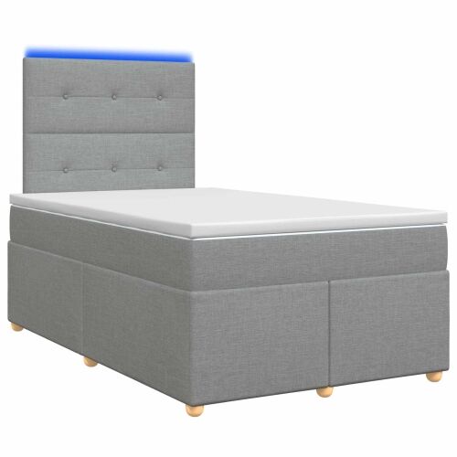 Boxspring krevet s madracem Svjetlosiva 120 x 200 cm Tkanina - Svjetlosiva 120 x 200 cm Prošiveno gumbima Cijena