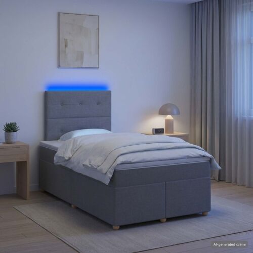 Boxspring krevet s madracem Svjetlosiva 120 x 200 cm Tkanina - Svjetlosiva 120 x 200 cm Prošiveno gumbima Cijena
