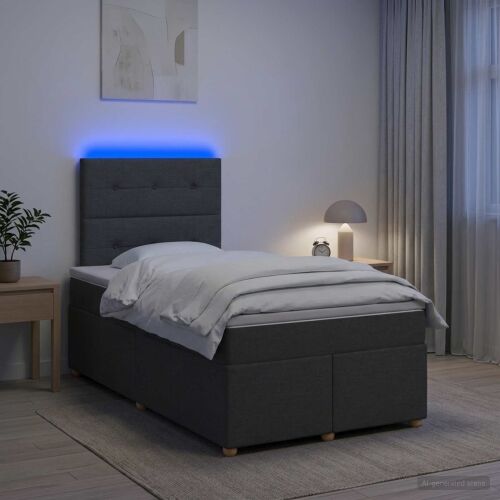 Boxspring krevet s madracem Tamnosiva 120 x 200 cm Tkanina - Tamnosiva 120 x 200 cm Prošiveno gumbima Cijena