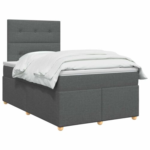 Boxspring krevet s madracem Tamnosiva 120 x 200 cm Tkanina - Tamnosiva 120 x 200 cm Prošiveno gumbima Cijena