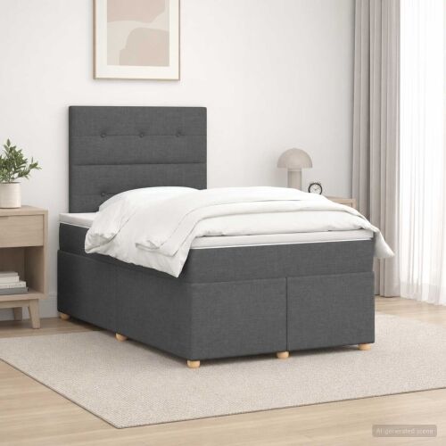 Boxspring krevet s madracem Tamnosiva 120 x 200 cm Tkanina - Tamnosiva 120 x 200 cm Prošiveno gumbima Cijena