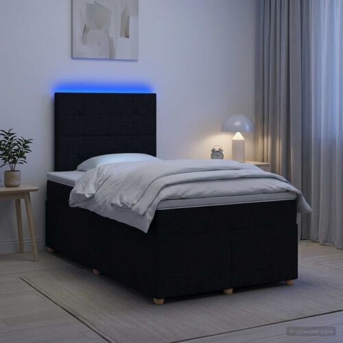 Boxspring krevet s madracem Crna 120 x 200 cm Tkanina - Crna 120 x 200 cm Prošiveno gumbima Cijena