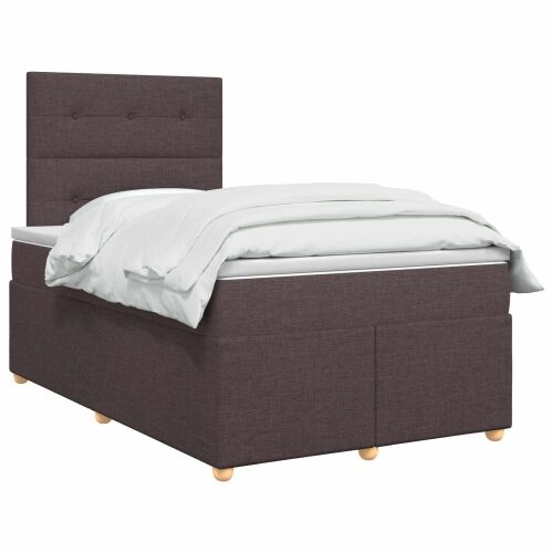 Boxspring krevet s madracem Tamno smeđa 120 x 200 cm Tkanina - Tamno smeđa 120 x 200 cm Prošiveno gumbima Cijena