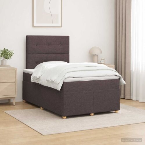 Boxspring krevet s madracem Tamno smeđa 120 x 200 cm Tkanina - Tamno smeđa 120 x 200 cm Prošiveno gumbima Cijena