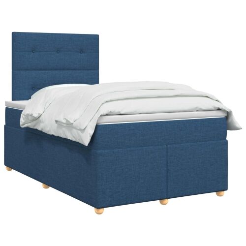 Boxspring krevet s madracem Plava 120 x 200 cm Tkanina - Plava 120 x 200 cm Prošiveno gumbima Cijena