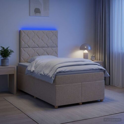 Boxspring krevet s madracem Krem 120 x 200 cm Tkanina - Krem 120 x 200 cm Dizajn s rombovima Cijena