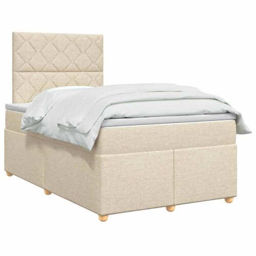 Boxspring krevet s madracem Krem 120 x 200 cm Tkanina - Krem 120 x 200 cm Dizajn s rombovima Cijena