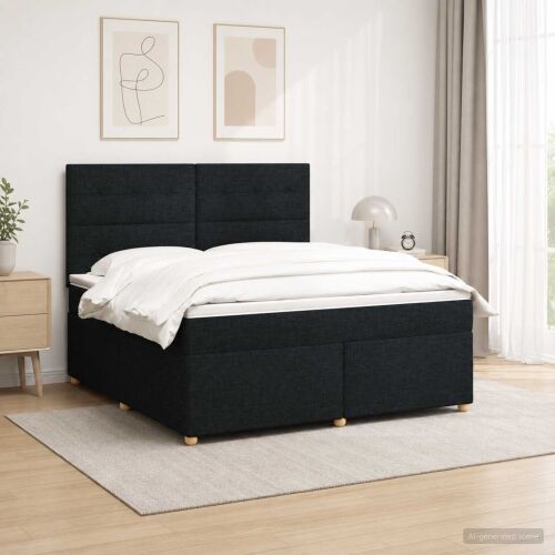 Boxspring krevet s madracem Crna 140 x 190 cm Tkanina - Crna 140 x 190 cm Prošiveno gumbima Cijena