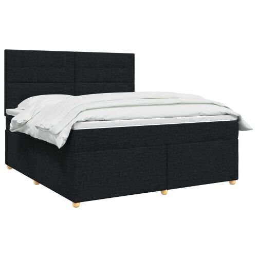Boxspring krevet s madracem Crna 140 x 190 cm Tkanina - Crna 140 x 190 cm Prošiveno gumbima Cijena