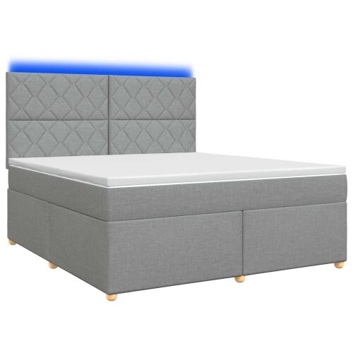 Boxspring krevet s madracem Svjetlosiva 160 x 200 cm Tkanina - Svjetlosiva 160 x 200 cm Dizajn s rombovima Cijena