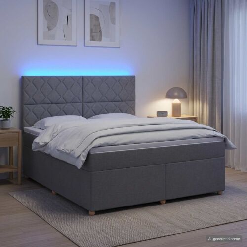 Boxspring krevet s madracem Svjetlosiva 160 x 200 cm Tkanina - Svjetlosiva 160 x 200 cm Dizajn s rombovima Cijena