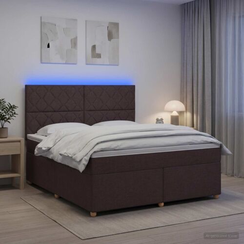Boxspring krevet s madracem Tamno smeđa 160 x 200 cm Tkanina - Tamno smeđa 160 x 200 cm Dizajn s rombovima Cijena
