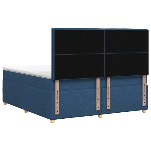 Boxspring krevet s madracem Plava 160 x 200 cm Tkanina - Plava 160 x 200 cm Dizajn s rombovima Cijena