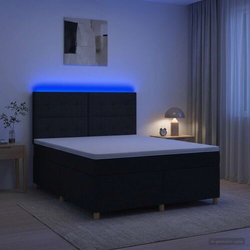 Boxspring krevet s madracem Crna 180 x 200 cm Tkanina - Crna 180 x 200 cm Prošiveno gumbima Cijena