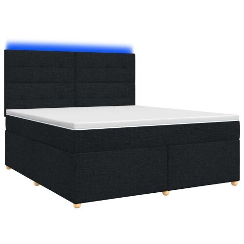 Boxspring krevet s madracem Crna 180 x 200 cm Tkanina - Crna 180 x 200 cm Prošiveno gumbima Cijena