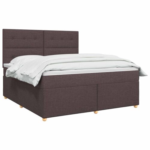 Boxspring krevet s madracem Tamno smeđa 180 x 200 cm Tkanina - Tamno smeđa 180 x 200 cm Prošiveno gumbima Cijena