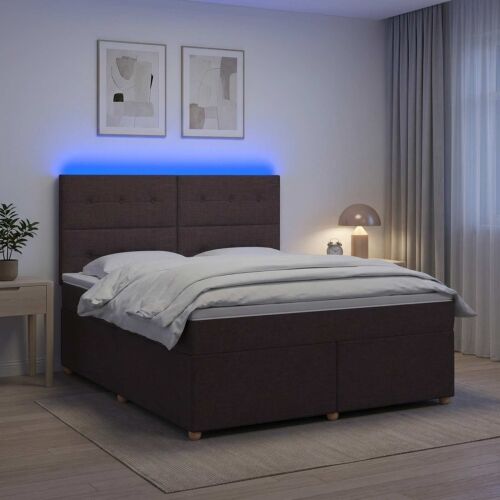Boxspring krevet s madracem Tamno smeđa 180 x 200 cm Tkanina - Tamno smeđa 180 x 200 cm Prošiveno gumbima Cijena