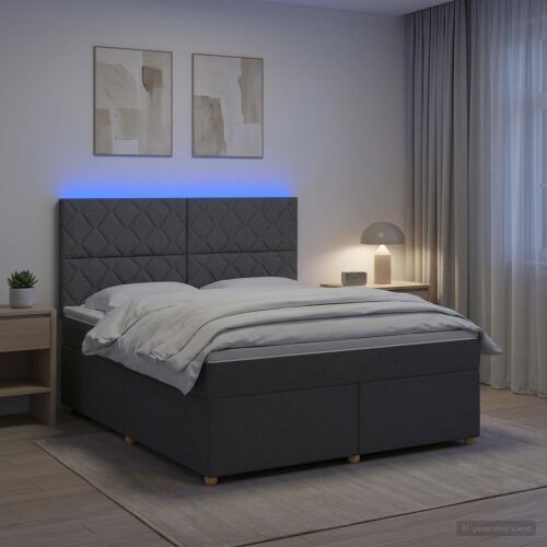 Boxspring krevet s madracem Tamnosiva 180 x 200 cm Tkanina - Tamnosiva 180 x 200 cm Dizajn s rombovima Cijena