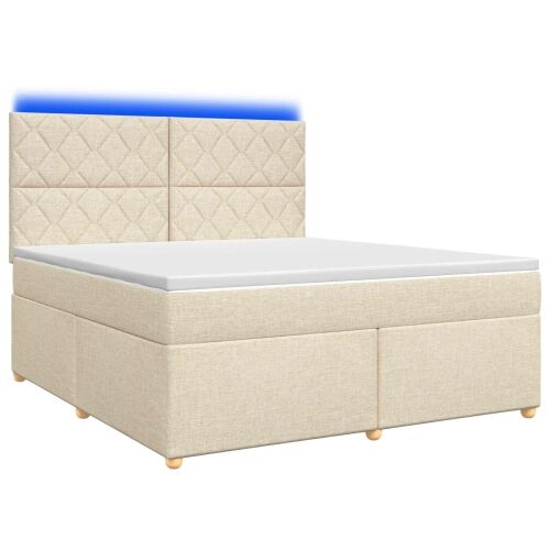 Boxspring krevet s madracem Krem 180 x 200 cm Tkanina - Krem 180 x 200 cm Dizajn s rombovima Cijena