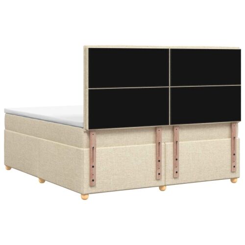 Boxspring krevet s madracem Krem 180 x 200 cm Tkanina - Krem 180 x 200 cm Dizajn s rombovima Cijena