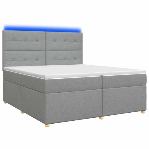 Boxspring krevet s madracem Svjetlosiva 200 x 200 cm Tkanina - Svjetlosiva 200 x 200 cm Prošiveno gumbima Cijena