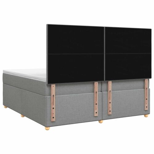 Boxspring krevet s madracem Svjetlosiva 200 x 200 cm Tkanina - Svjetlosiva 200 x 200 cm Prošiveno gumbima Cijena