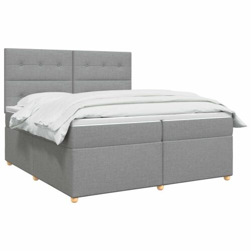 Boxspring krevet s madracem Svjetlosiva 200 x 200 cm Tkanina - Svjetlosiva 200 x 200 cm Prošiveno gumbima Cijena