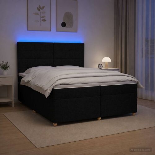Boxspring krevet s madracem Crna 200 x 200 cm Tkanina - Crna 200 x 200 cm Prošiveno gumbima Cijena