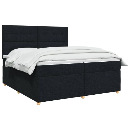 Boxspring krevet s madracem Crna 200 x 200 cm Tkanina - Crna 200 x 200 cm Prošiveno gumbima Cijena