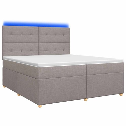 Boxspring krevet s madracem Sivosmeđa 200 x 200 cm Tkanina - Sivosmeđa 200 x 200 cm Prošiveno gumbima Cijena