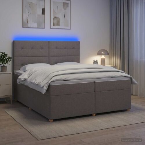 Boxspring krevet s madracem Sivosmeđa 200 x 200 cm Tkanina - Sivosmeđa 200 x 200 cm Prošiveno gumbima Cijena
