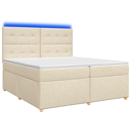 Boxspring krevet s madracem Krem 200 x 200 cm Tkanina - Krem 200 x 200 cm Prošiveno gumbima Cijena