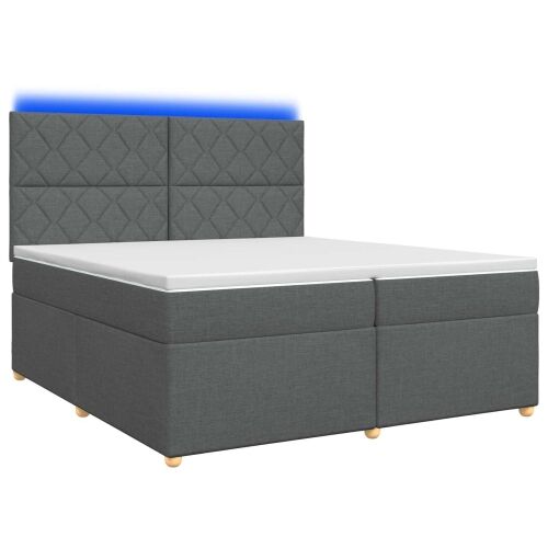 Boxspring krevet s madracem Tamnosiva 200 x 200 cm Tkanina - Tamnosiva 200 x 200 cm Dizajn s rombovima Cijena