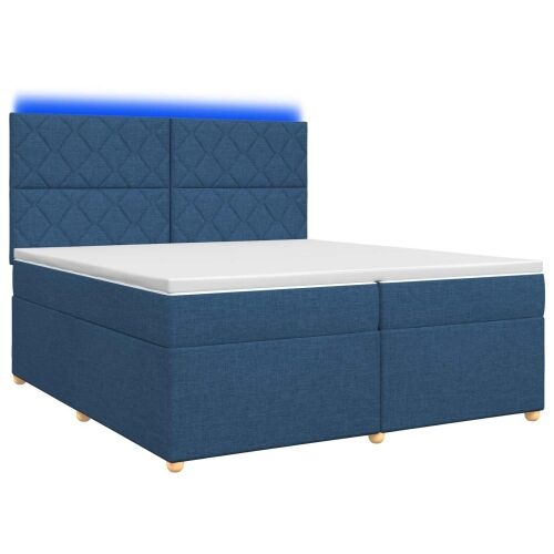 Boxspring krevet s madracem Plava 200 x 200 cm Tkanina - Plava 200 x 200 cm Dizajn s rombovima Cijena