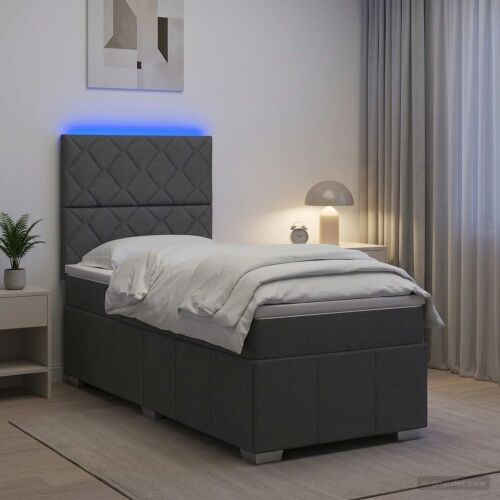 LED okvir za krevet s madracem Tamnosiva 80 x 200 cm Tkanina - Tamnosiva 80 x 200 cm Dizajn s rombovima Cijena