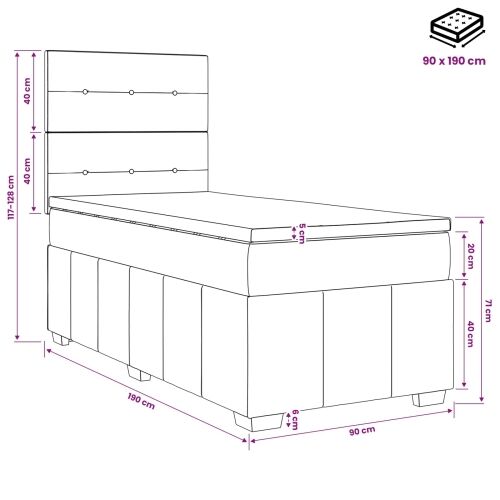 LED okvir za krevet s madracem Crna 90 x 190 cm Tkanina - Crna 90 x 190 cm Prošiveno gumbima Cijena
