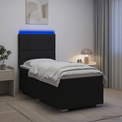 LED okvir za krevet s madracem Crna 90 x 190 cm Tkanina - Crna 90 x 190 cm Prošiveno gumbima Cijena