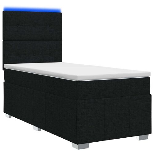 LED okvir za krevet s madracem Crna 90 x 190 cm Tkanina - Crna 90 x 190 cm Prošiveno gumbima Cijena