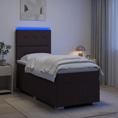 LED okvir za krevet s madracem Tamno smeđa 90 x 200 cm Tkanina - Tamno smeđa 90 x 200 cm Prošiveno gumbima Cijena