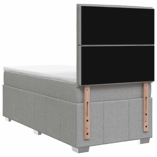 LED okvir za krevet s madracem Svjetlosiva 90 x 200 cm Tkanina - Svjetlosiva 90 x 200 cm Dizajn s rombovima Cijena