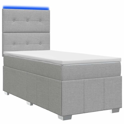 LED okvir za krevet s madracem Svjetlosiva 100 x 200 cm Tkanina - Svjetlosiva 100 x 200 cm Prošiveno gumbima Cijena