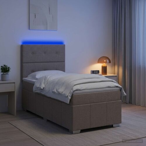 LED okvir za krevet s madracem Sivosmeđa 100 x 200 cm Tkanina - Sivosmeđa 100 x 200 cm Prošiveno gumbima Cijena