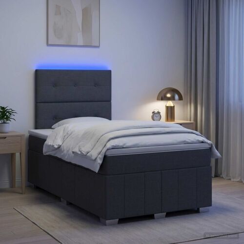 LED okvir za krevet s madracem Tamnosiva 120 x 190 cm Tkanina - Tamnosiva 120 x 190 cm Prošiveno gumbima Cijena