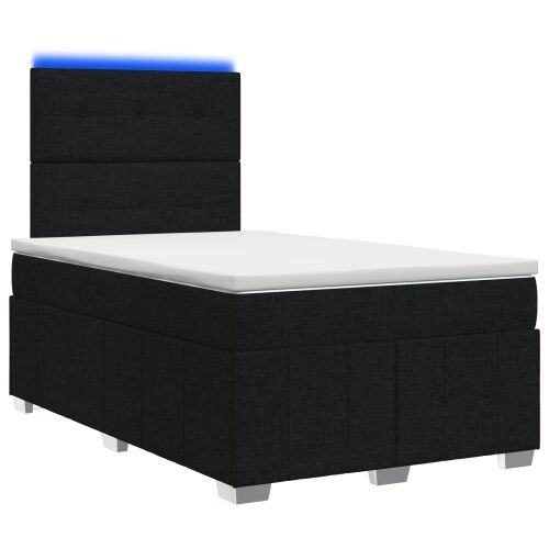 LED okvir za krevet s madracem Crna 120 x 190 cm Tkanina - Crna 120 x 190 cm Prošiveno gumbima Cijena