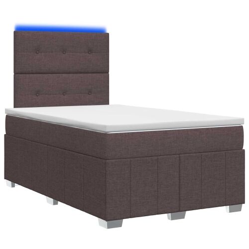 LED okvir za krevet s madracem Tamno smeđa 120 x 190 cm Tkanina - Tamno smeđa 120 x 190 cm Prošiveno gumbima Cijena