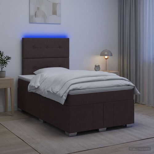 LED okvir za krevet s madracem Tamno smeđa 120 x 190 cm Tkanina - Tamno smeđa 120 x 190 cm Prošiveno gumbima Cijena