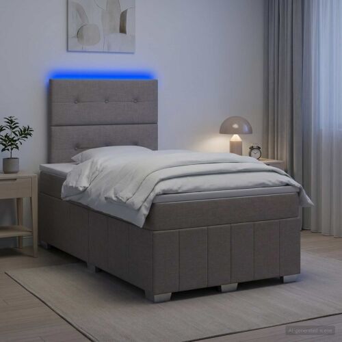 LED okvir za krevet s madracem Sivosmeđa 120 x 190 cm Tkanina - Sivosmeđa 120 x 190 cm Prošiveno gumbima Cijena