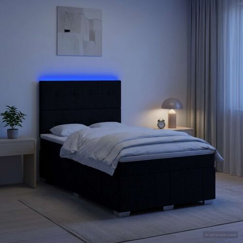 LED okvir za krevet s madracem Crna 120 x 200 cm Tkanina - Crna 120 x 200 cm Prošiveno gumbima Cijena