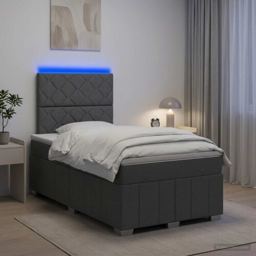 LED okvir za krevet s madracem Tamnosiva 120 x 200 cm Tkanina - Tamnosiva 120 x 200 cm Dizajn s rombovima Cijena